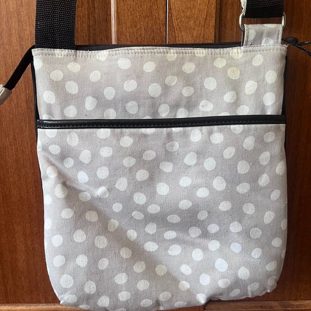 Grey and White Polka Dot Crossbody Bag